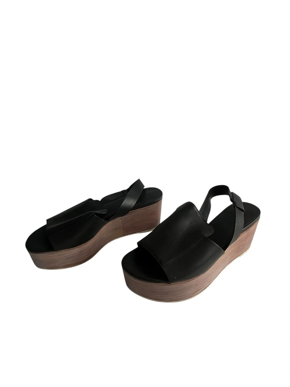 tibi Black Leather Platform Slingback Sandal Sz 38